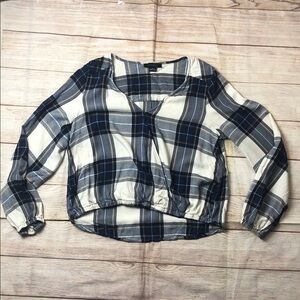 Sanctuary‎ Navy and Cream Plaid Top
